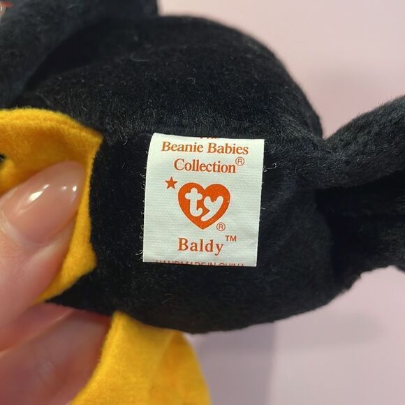 Baldy The Bald Eagle 1996 Ty Beanie Baby P.E. Pellets Vintage ear and Tush tags - Picture 7 of 9